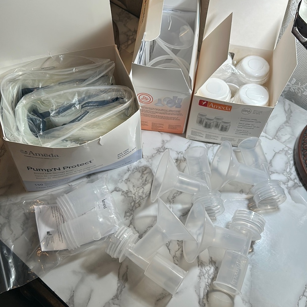 Ameda pump parts bundle with 2 sets flanges and 28.5 custom fit flange